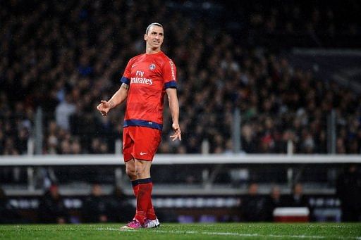 Paris Saint-Germain's Zlatan Ibrahimovic shows fustration during match against Toulouse, February 1, 2013 in Toulouse